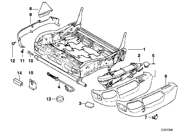 2000 BMW 740iL Front Seat Frame / Covers Diagram 1