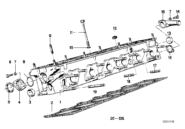 1988 BMW 528e Cylinder Head Assembly Diagram for 11121272649