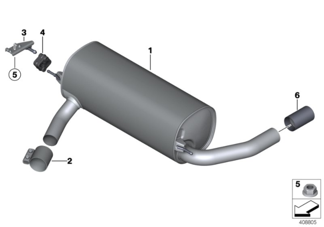 2017 BMW 320i Rear Muffler Diagram for 18307627142