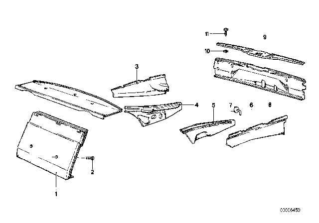 1986 BMW 735i Trunk Trim Panel Diagram 1