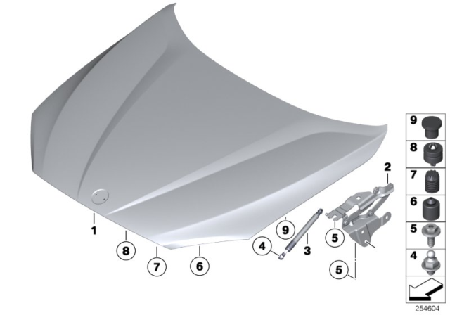 2015 BMW X1 Right Engine Hood Hinge Diagram for 41002993150