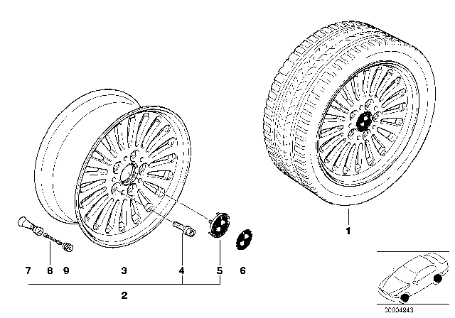 2000 BMW 528i Spoke Styling Diagram