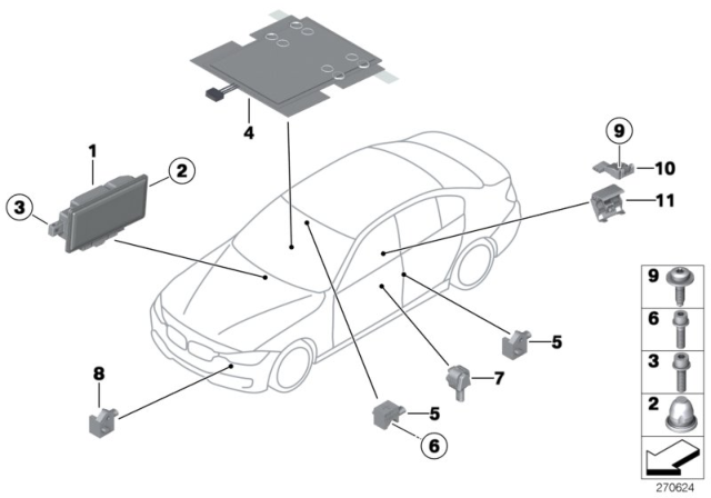 2014 BMW 328i xDrive Electric Parts, Airbag Diagram