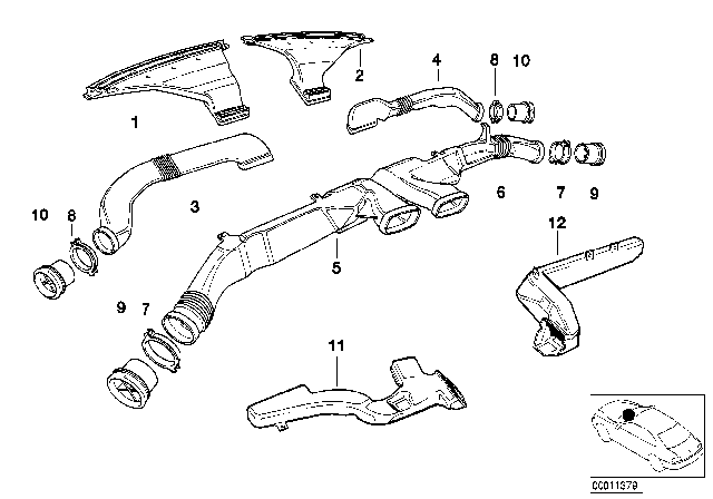 1995 BMW 850Ci Outflow Nozzles / Covers Diagram