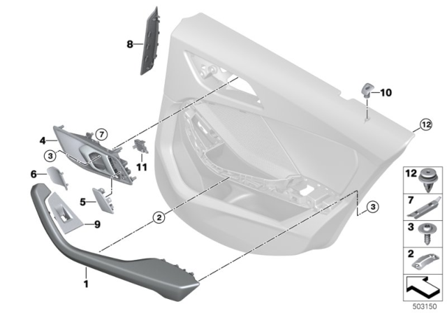 2020 BMW 228i xDrive Gran Coupe Mounting Parts, Door Trim Panel Diagram 2