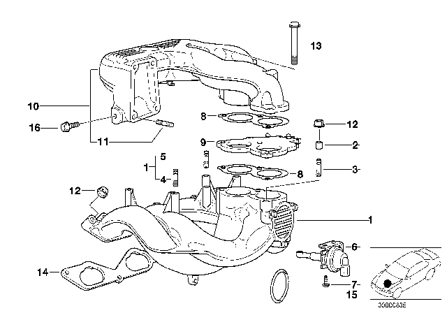 1995 BMW 318is Gasket Steel Diagram for 11611739545