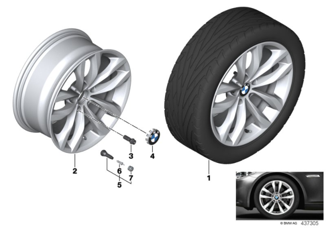 2015 BMW ActiveHybrid 5 BMW LA Wheel Styling Diagram 1