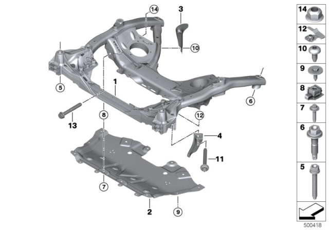 2020 BMW 840i Front Axle Support Diagram