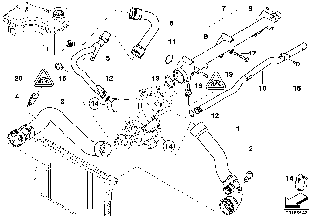 2001 BMW M3 Engine Coolant Hose Diagram for 11537830713