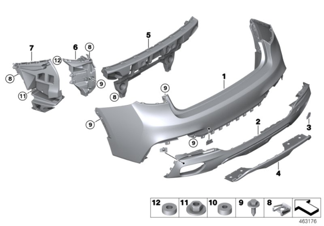 2018 BMW X6 Bumper Trim Panel, Rear Bottom Primed Diagram for 51128065900