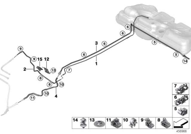 2017 BMW X1 Line Clip, Single Diagram for 16127328861