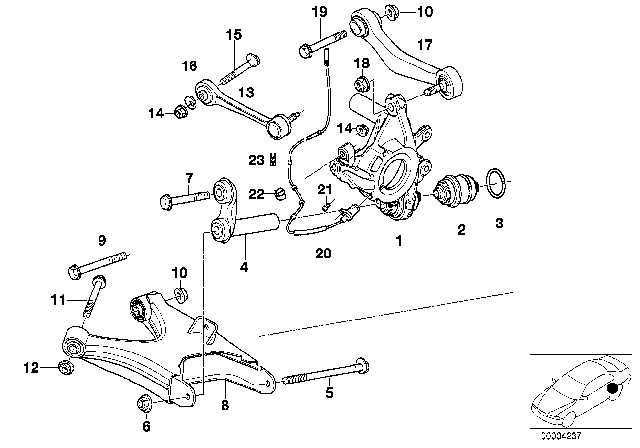 1998 BMW 740iL Rear Axle Support / Wheel Suspension Diagram