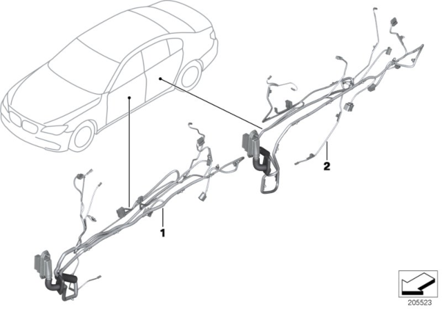 2012 BMW 535i GT Door Cable Harness Diagram