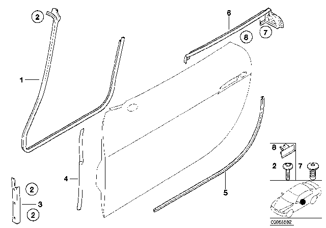 2002 BMW Z8 Channel Sealing, Door Left Diagram for 51338232343