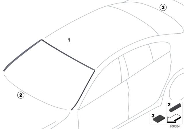 2019 BMW M6 Glazing, Mounting Parts Diagram