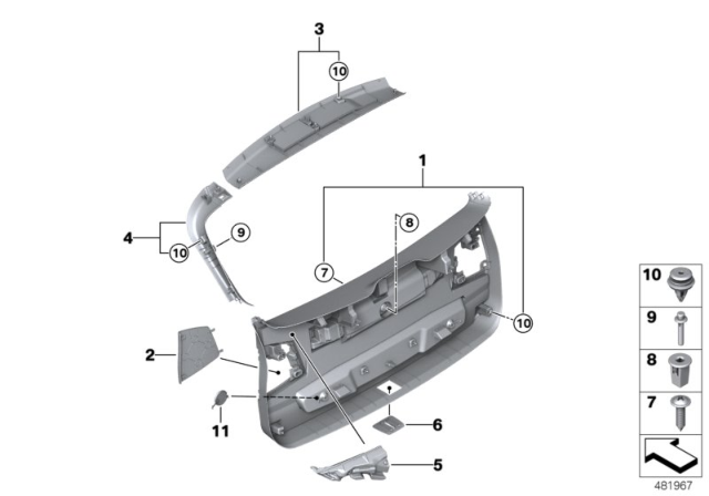 2017 BMW X1 Lower Tail Lid Trim Panel Diagram for 51497350844