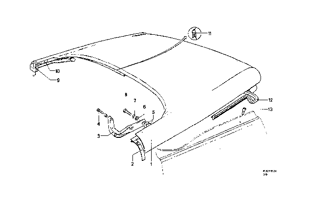 1969 BMW 2000 Trunk Lid Diagram 1