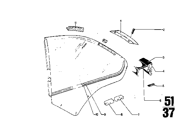 1970 BMW 2800CS Rubber Seal Diagram for 51361837226