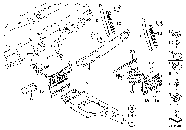 2007 BMW 525i Retrofit Decor Strip, Titan. II, Dark Diagram