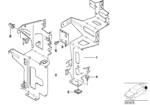 2005 BMW 330xi CD Changer Mounting Parts Diagram