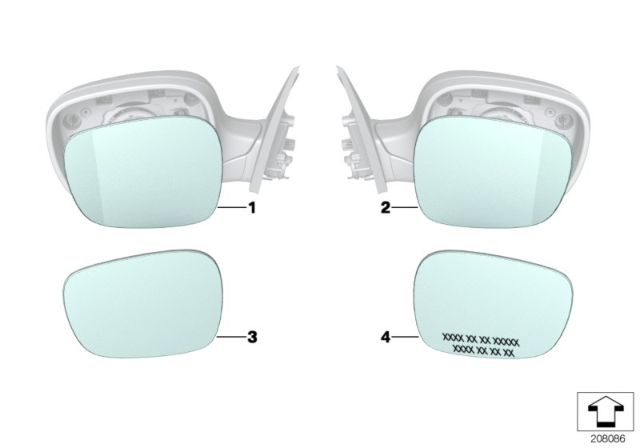 2010 BMW X3 Mirror Glas, Convex, Right Diagram for 51163455598