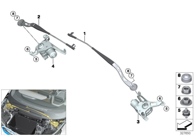 2018 BMW i3s Windshield Wiper Arm Left Diagram for 61617322162