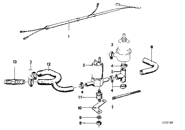 1982 BMW 633CSi Hose Diagram for 11611266885