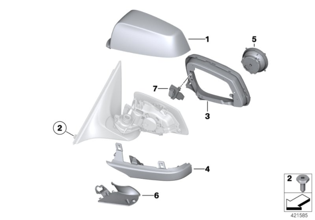 2011 BMW 750i Outside Mirror Diagram 2