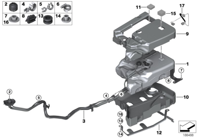 2013 BMW X5 Tension Strap Diagram for 16197205030