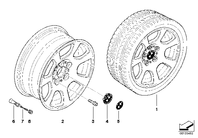 2005 BMW 525i Light Alloy Rim Diagram for 36116762000