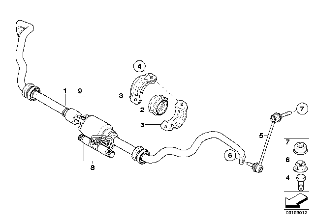 2008 BMW X5 Swing Support, Front, Right Diagram for 37116859654