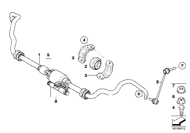 2008 BMW X5 Stabilizer Support Diagram for 37116859512