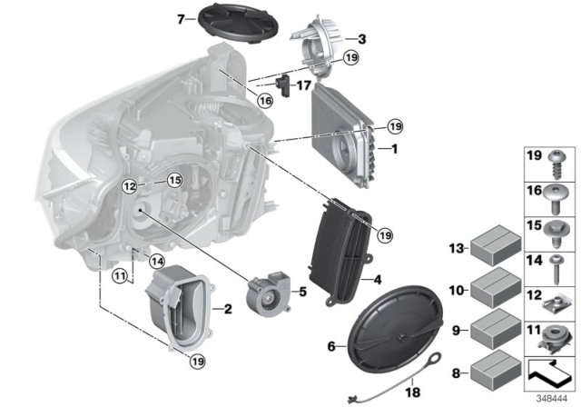 2014 BMW 428i Single Parts, Headlight Diagram 1