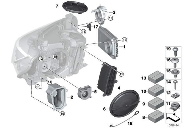 2016 BMW 428i Single Parts, Headlight Diagram 1