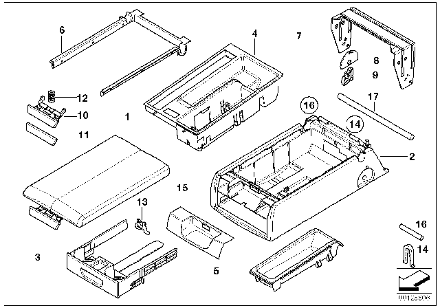 2003 BMW 530i Seat, Rear, Centre Armrest Diagram