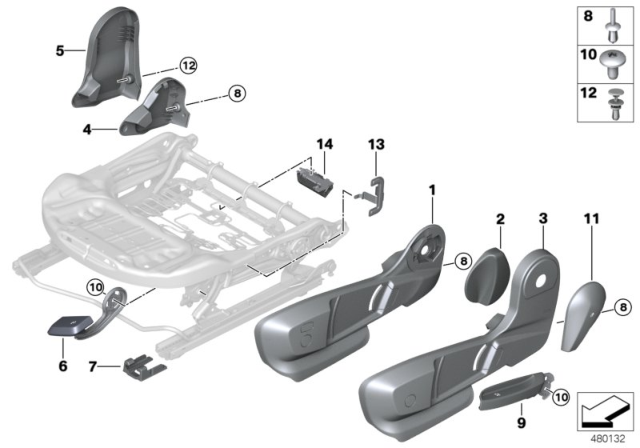 2019 BMW X1 Seat Front Seat Coverings Diagram