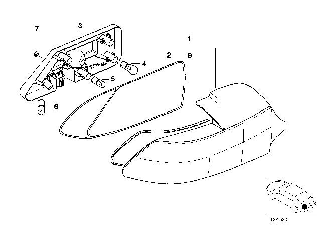 1999 BMW Z3 Left Rear Light, White Turn Indicator Diagram for 63212695039