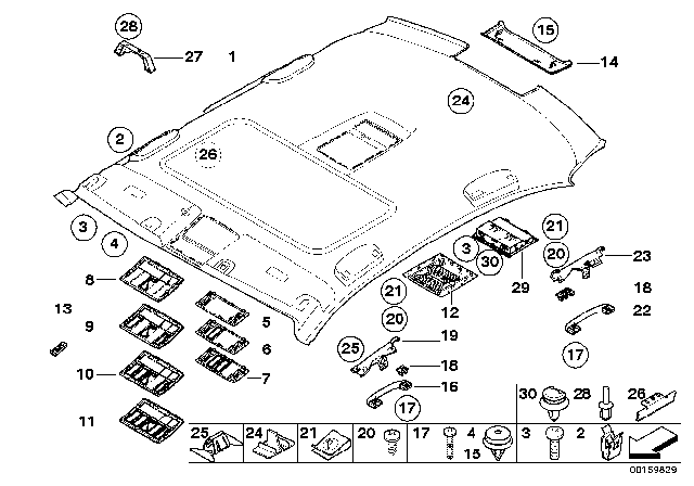 2010 BMW M5 Headlining / Handle Diagram