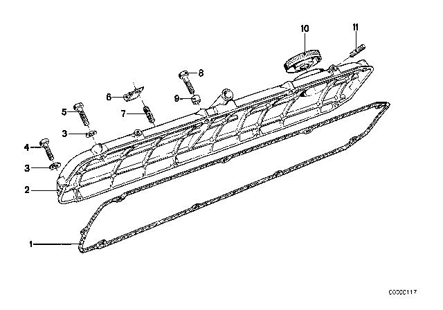 1983 BMW 733i Cylinder Head Cover Diagram