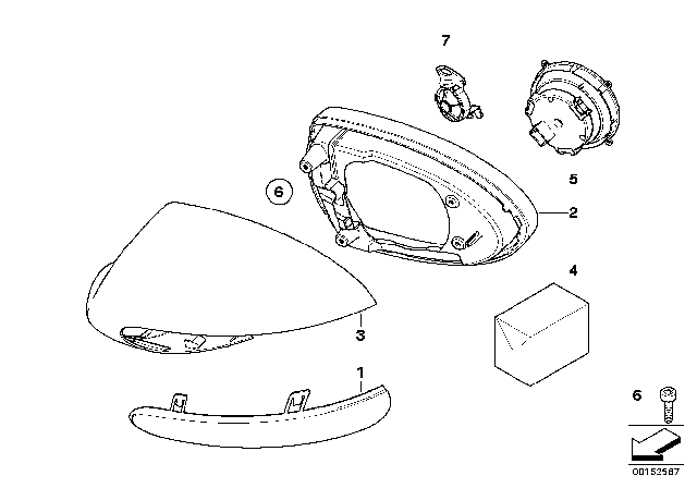 2008 BMW M6 Mounting Parts For M Outside Mirror Diagram