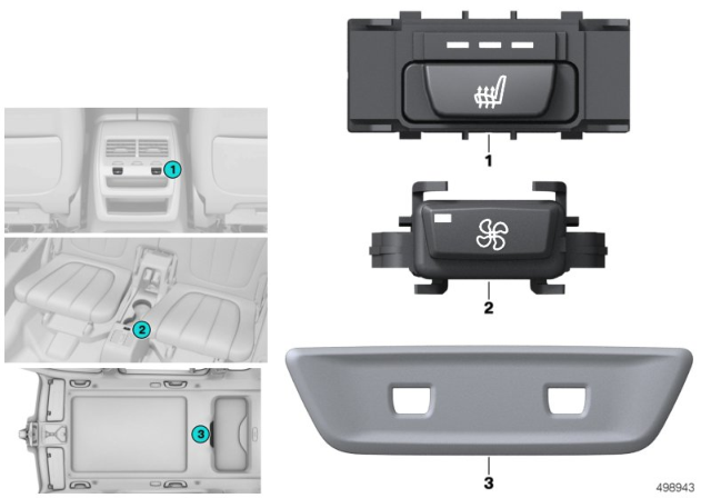 2020 BMW X5 SEAT HEATING SWITCH, REAR RI Diagram for 61316828058