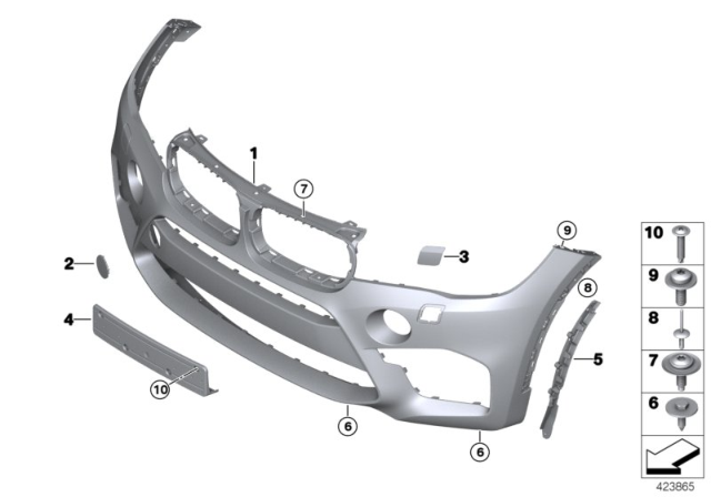 2016 BMW X6 M Panel, Bumper, Primed, Front Diagram for 51118056717