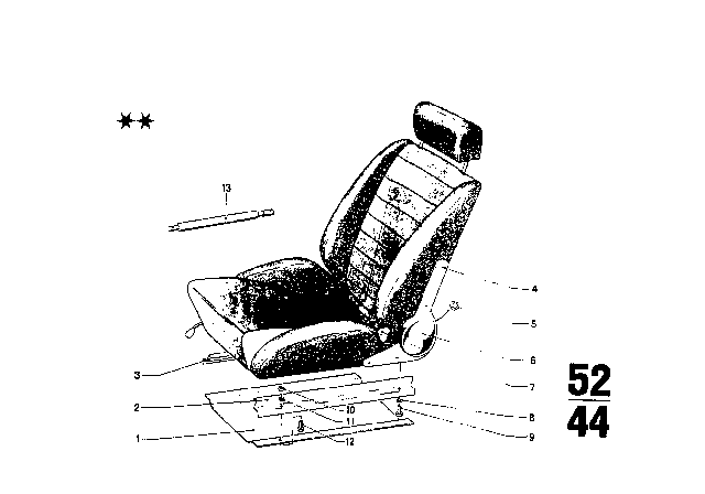 1976 BMW 2002 Recaro Sports Seat Diagram 2