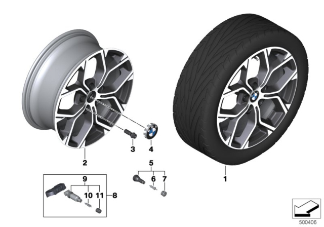 2019 BMW X1 BMW Light-Alloy Wheel, V-Spoke Diagram 2