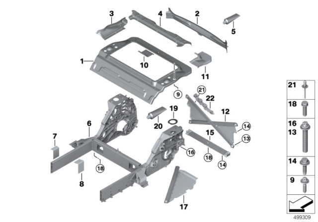2014 BMW i3 Floor Panel Trunk / Wheel Housing Rear Diagram