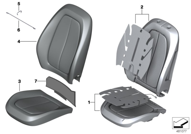 2019 BMW X1 Basic Seat Upholstery Diagram for 52109870672