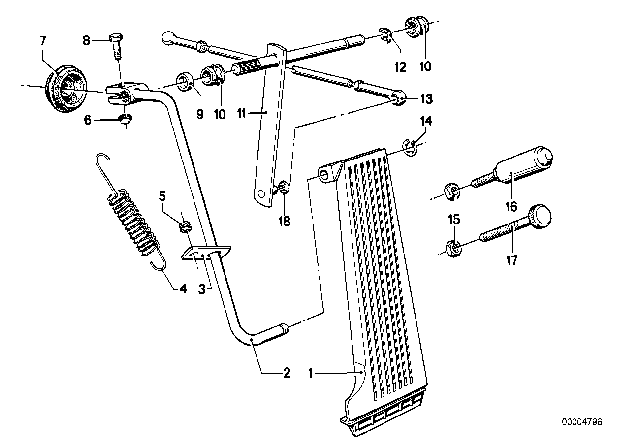 1983 BMW 733i Accelerator Pedal / Rod Assy Diagram 1