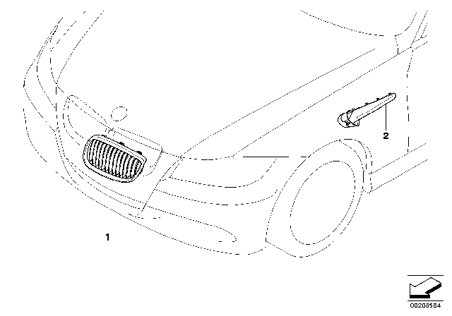 2008 BMW M3 Ornamental Grille, Black Chrome, Left Diagram for 51137979349