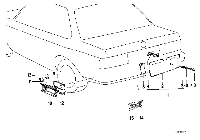 1991 BMW 325ix Licence Plate Base Diagram