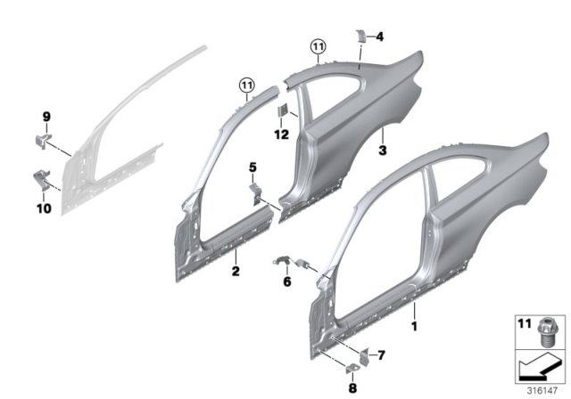 2017 BMW 230i Side Frame Diagram 1